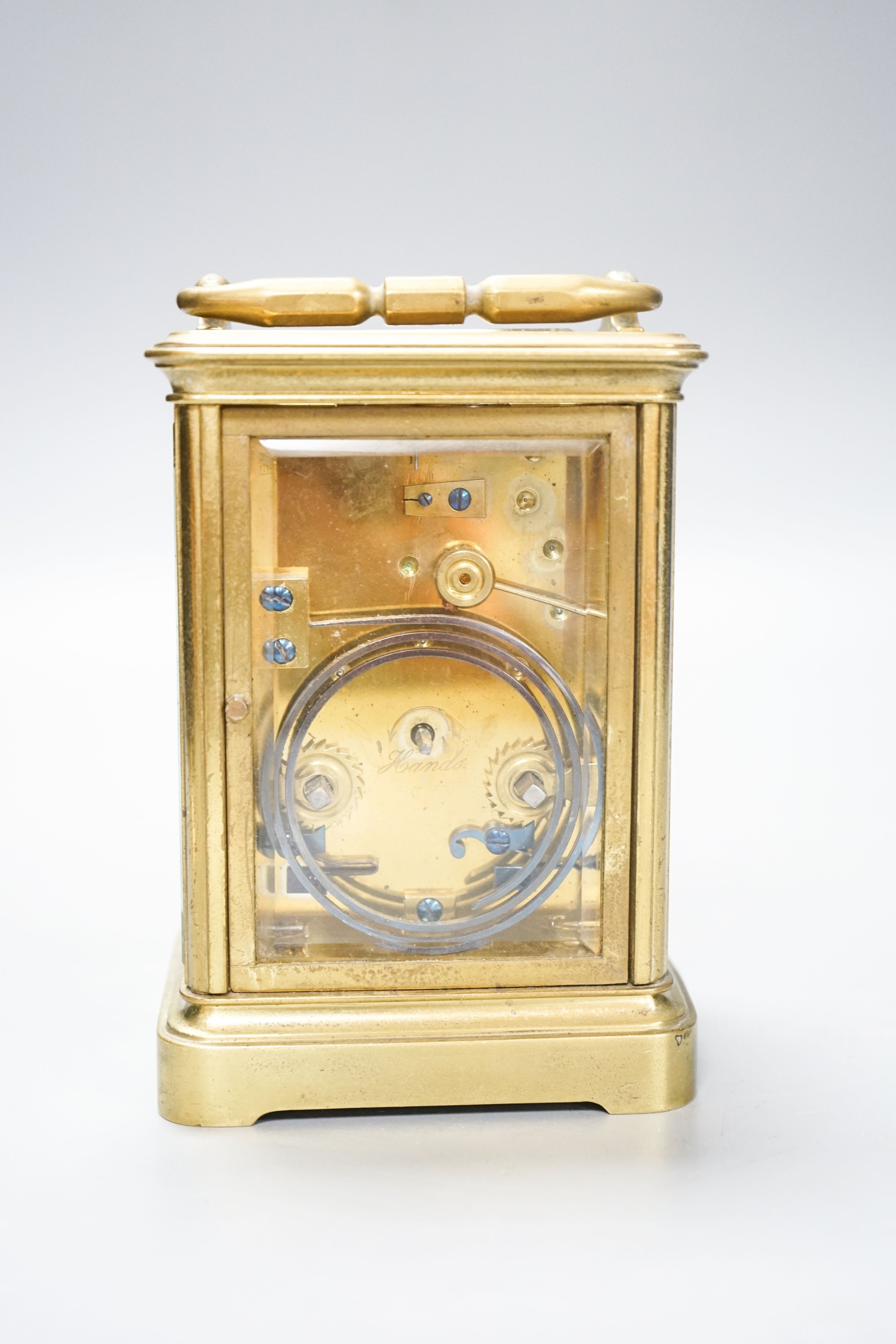 A French brass carriage clock 14cm